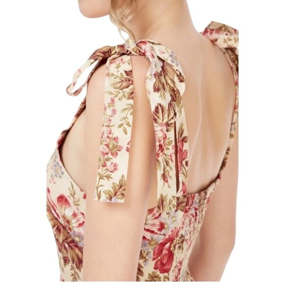 Gal Meets Glam Dress Women Size 6 Floral Print Tie Shoulder Cotton Maxi Dress - Picture 7 of 16